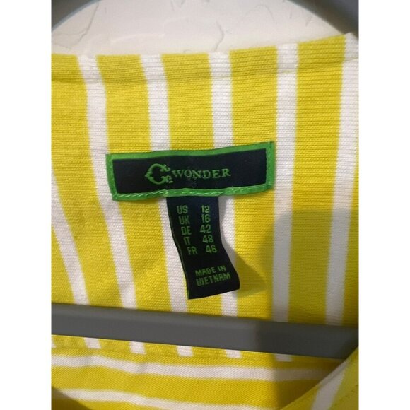 C Wonder Sz 12 Yellow White Striped Blazer Jacket Button Zip Front - Picture 2 of 5